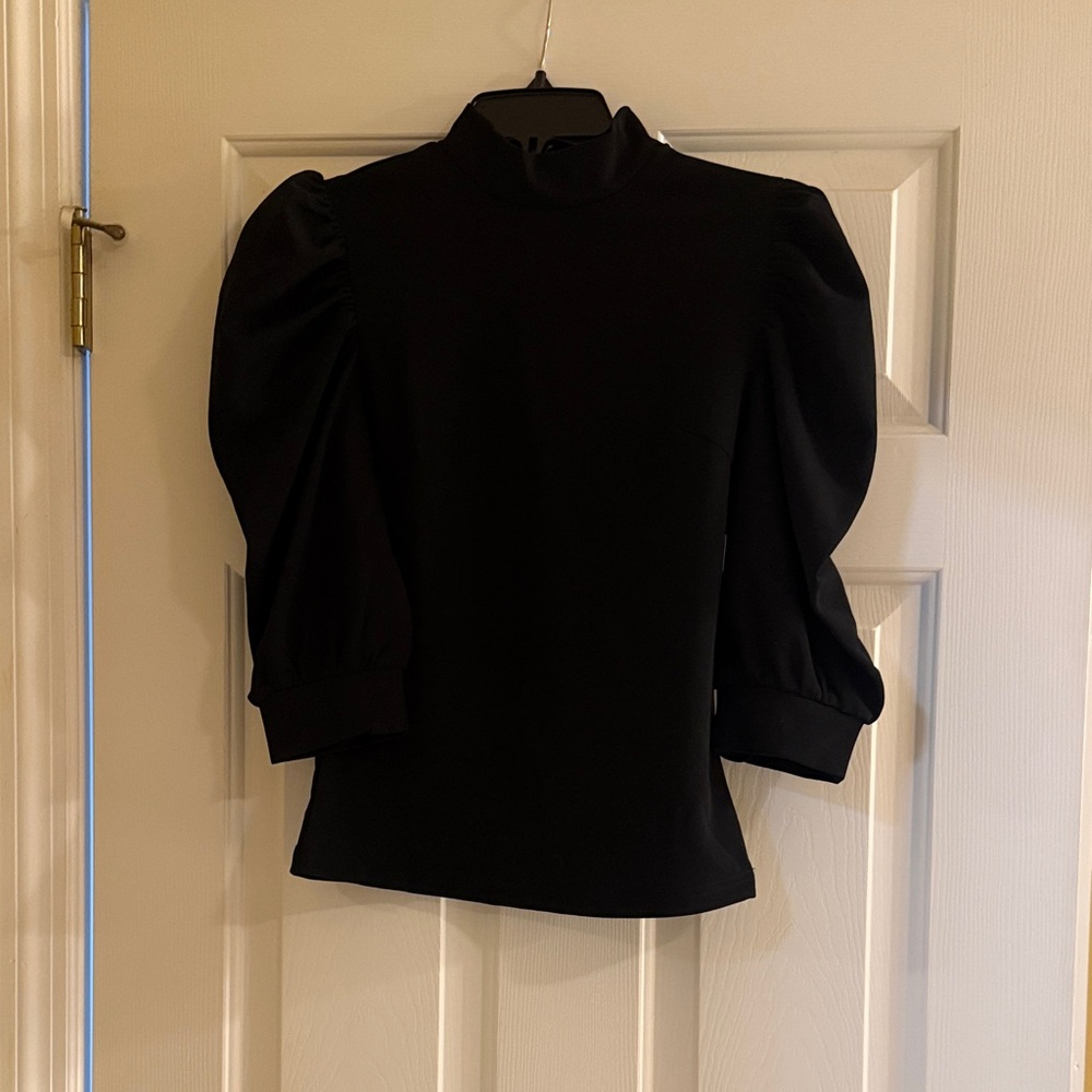 SHEIN Black Puff Sleeve Blouse